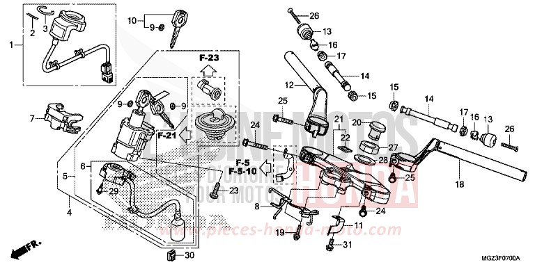 HANDLE PIPE/TOP BRIDGE for CBR500R ABS SEAL SILVER METALLIC (NHA14) from 2014